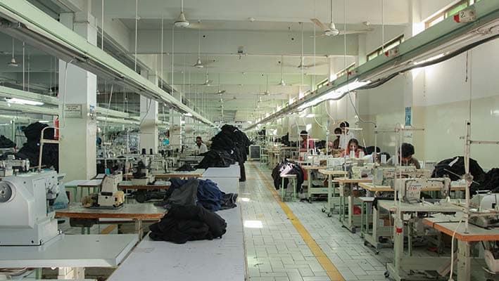 Stitching hall at the PK Apparel factory
